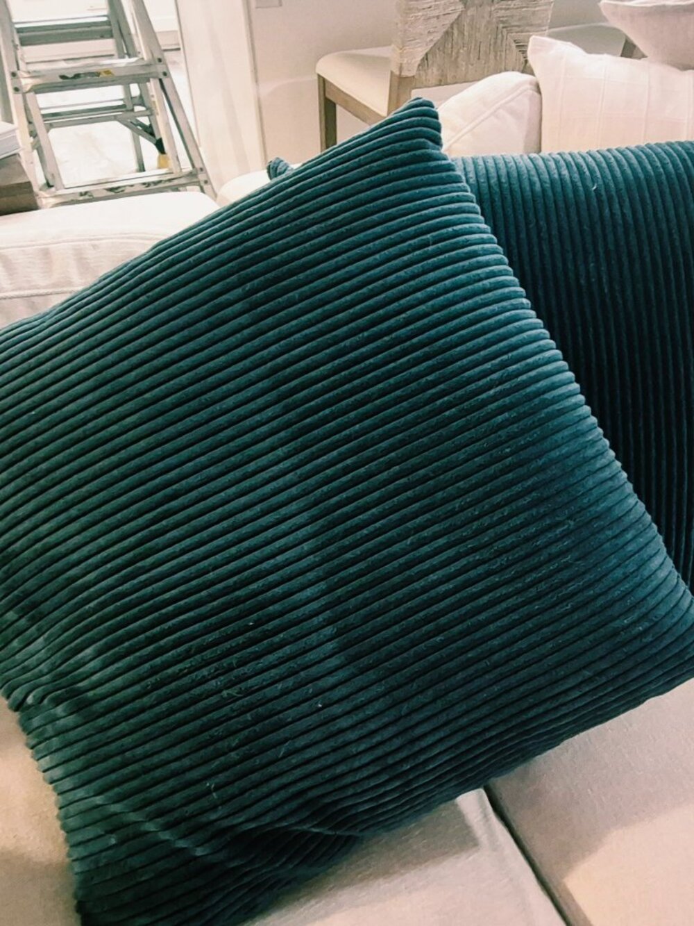 Set of 2 - 22x22" Large Navy Corduroy Throw Pillows